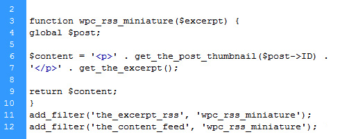 code php image rss wordpress
